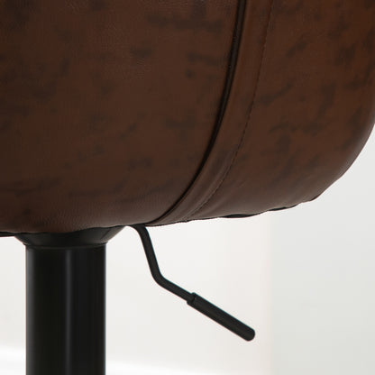 Modern Swivel Bar Stools Set of 2 Adjustable Height PU Bar Chairs Brown