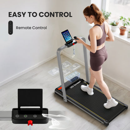 Folding Treadmill Under Desk Walking Pad with 4% Incline, Silver