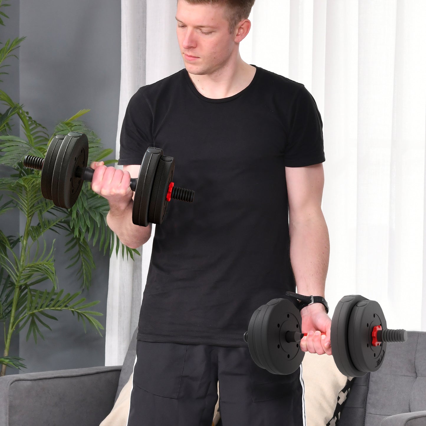 15 kg Adjustable 2 in 1 Barbell Dumbbells Weight Set for Body Fitness