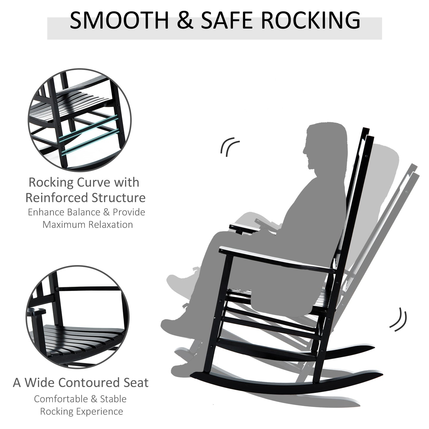 Wooden Garden Rocking Chair Outdoor Furniture Deck Armchair Patio Swing