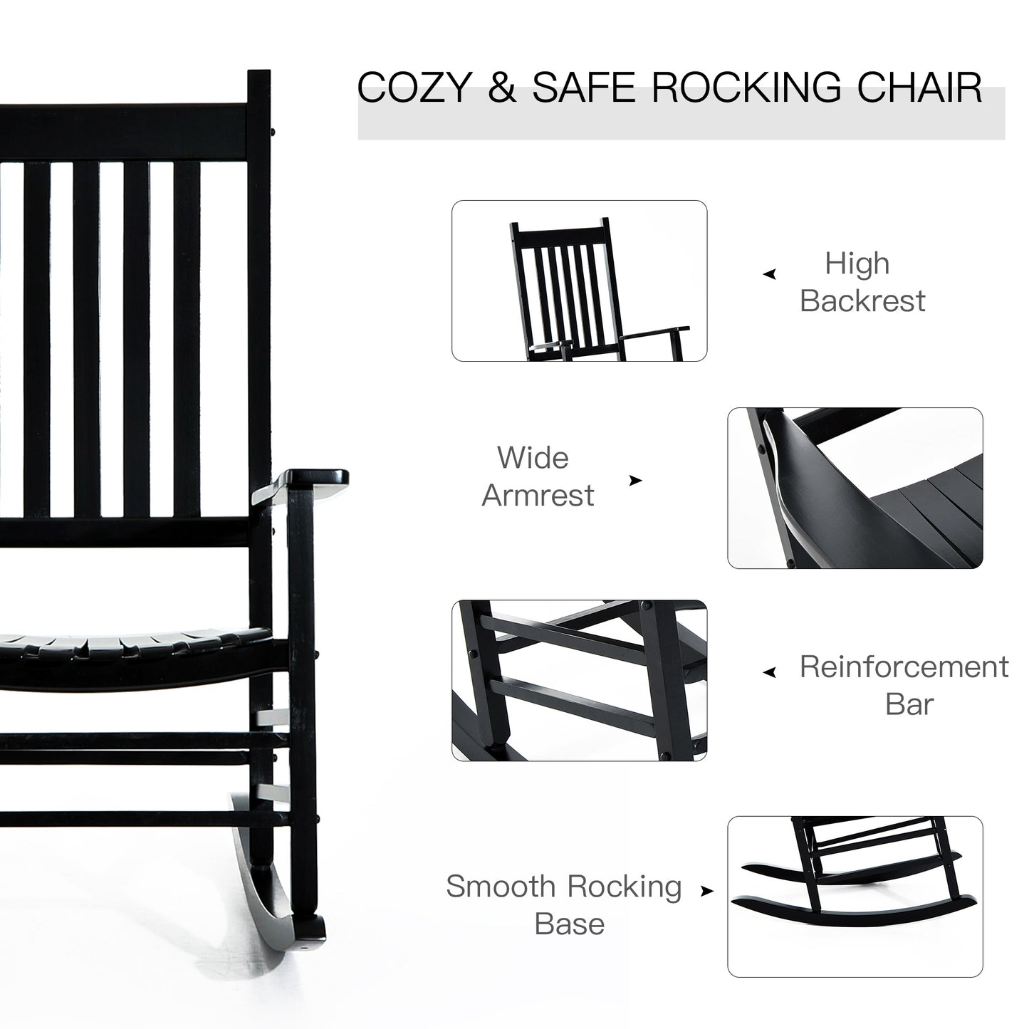 Wooden Garden Rocking Chair Outdoor Furniture Deck Armchair Patio Swing