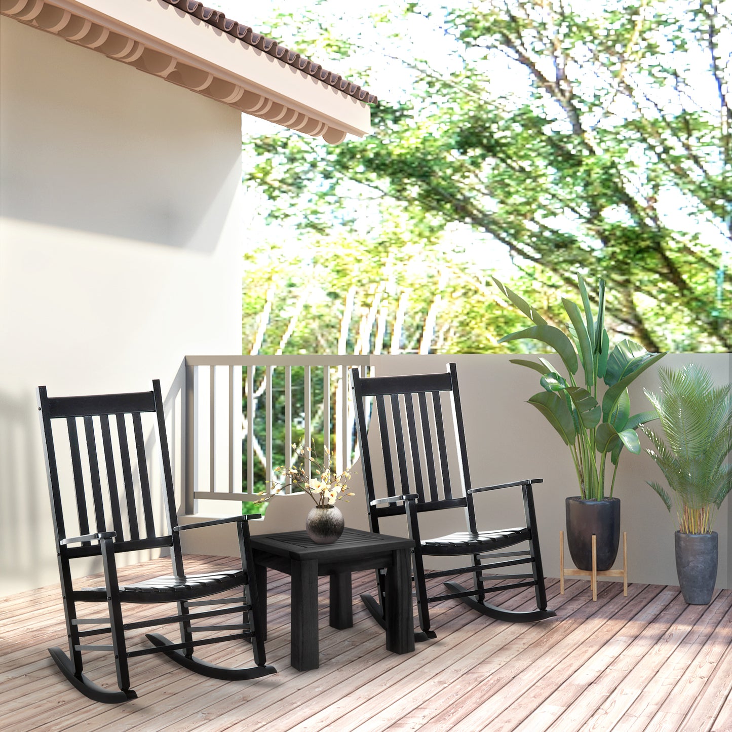 Wooden Garden Rocking Chair Outdoor Furniture Deck Armchair Patio Swing