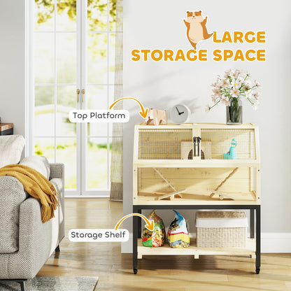 Wooden Hamster Cage with Storage Shelf