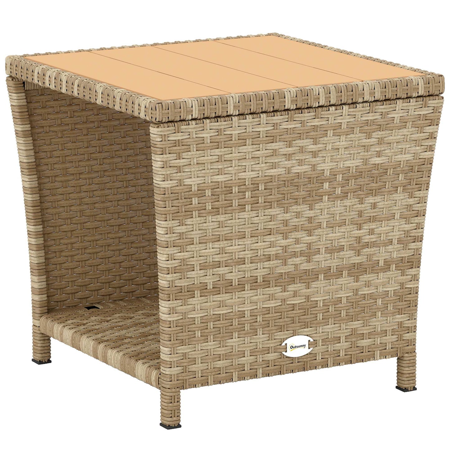Side Table 2-Tier with Storage Shelf/Khaki