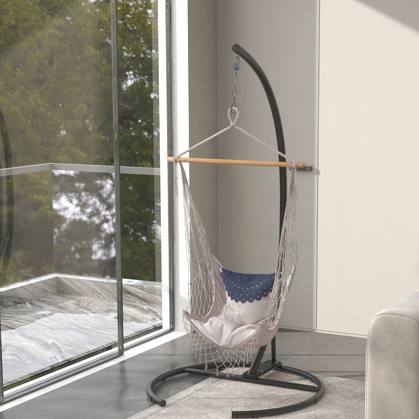 Hammock Chair Stand w/ Round Base, C Swing Stand Only, Black