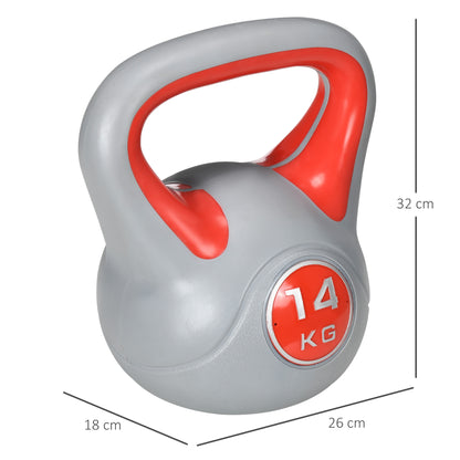 14kg Kettle Bell with Handle for Home Gym, Red and Grey