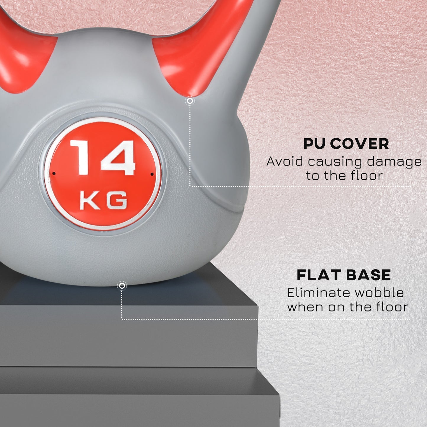 14kg Kettle Bell with Handle for Home Gym, Red and Grey