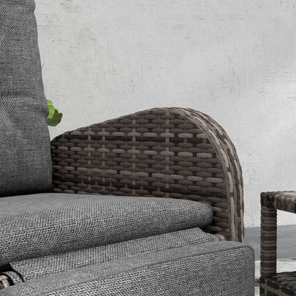 3 Pieces Rattan Bistro Set with Cushions for Outdoor, Brown
