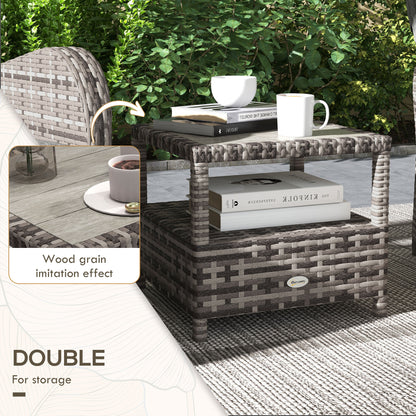 3 Pieces Rattan Bistro Set with Cushions for Outdoor, Brown