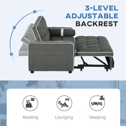2 Seater Pull Out Sofa Bed with Adjustable Backrest, Charcoal Grey