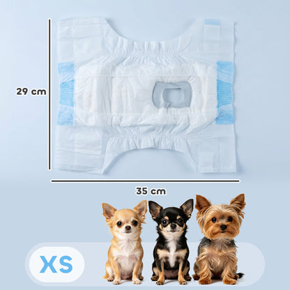 Disposable Dog Diapers Female, 48 Count Absorbent Dog Nappies, Puppy Sanitary Wraps Panties for Incontinence or Excitable Urination and Training, XS, 15-33 cm