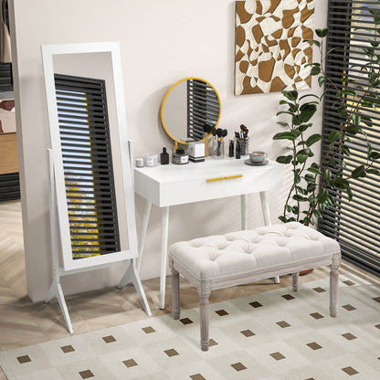 Freestanding Dressing Mirror 148x47cm Adjustable Angle White Frame Home