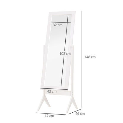 Freestanding Dressing Mirror 148x47cm Adjustable Angle White Frame Home