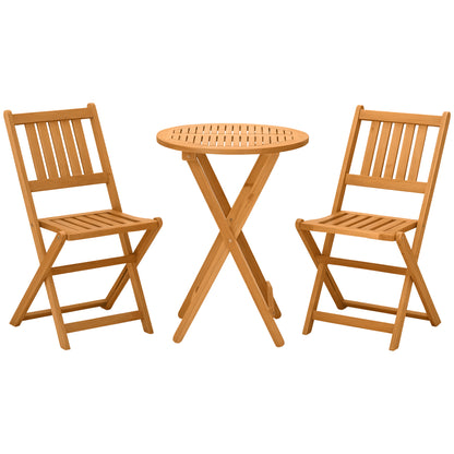 Folding Patio Bistro Set of 3 Dining Table Set with 2 Foldable Chairs