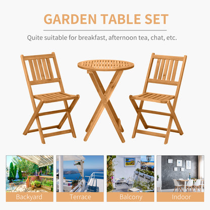 Folding Patio Bistro Set of 3 Dining Table Set with 2 Foldable Chairs