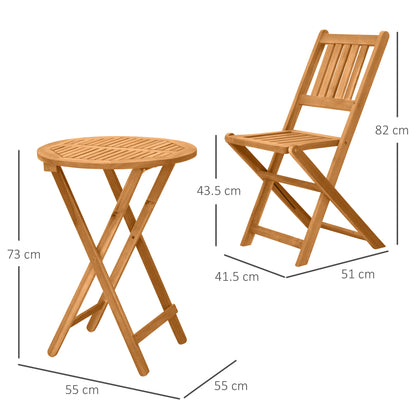 Folding Patio Bistro Set of 3 Dining Table Set with 2 Foldable Chairs