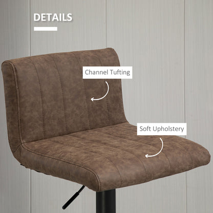 Barstools Set of 2 Adjustable Height Bar Chairs with Footrest, Brown