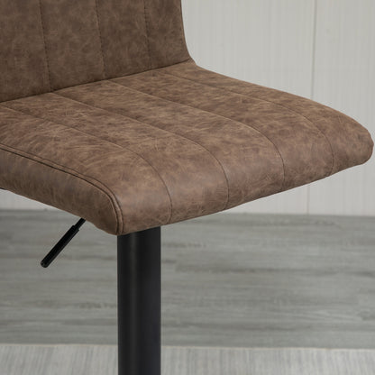 Barstools Set of 2 Adjustable Height Bar Chairs with Footrest, Brown