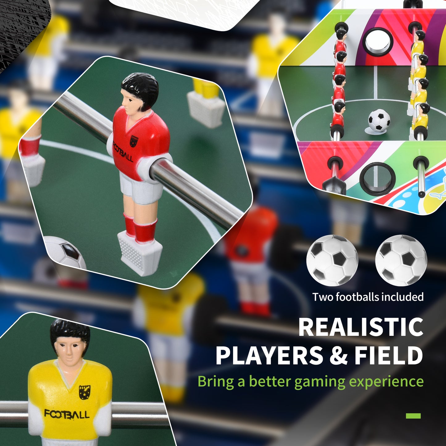 2.8FT Football Table Competition Sized for Indoor, Game Room, Bars