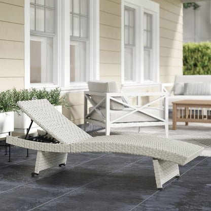 PE Rattan Sun Lounger with 4-Level Adjustable Backrest, Grey