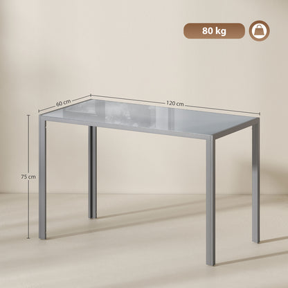Modern Rectangular 4 Seater Dining Table with Tempered Glass Top