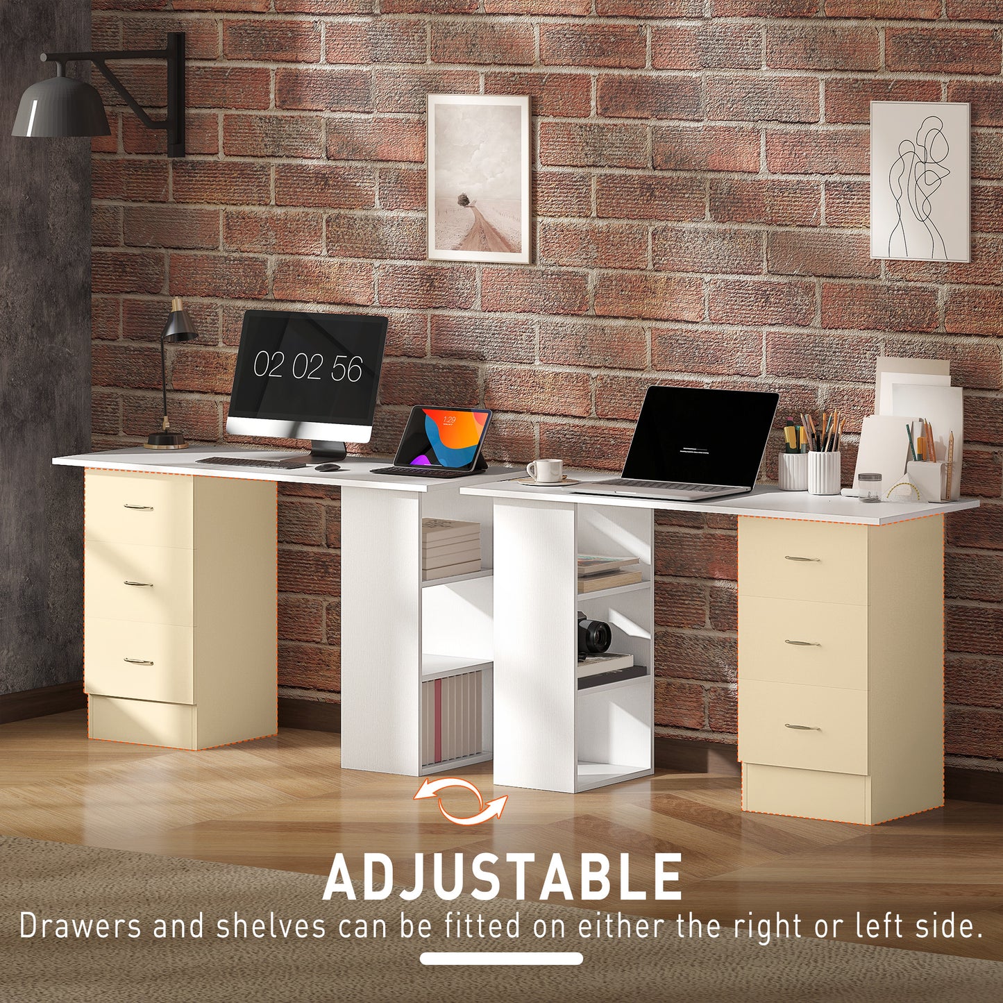 120cm Computer Desk PC Table Workstation w/ 3 Shelf & Drawers White