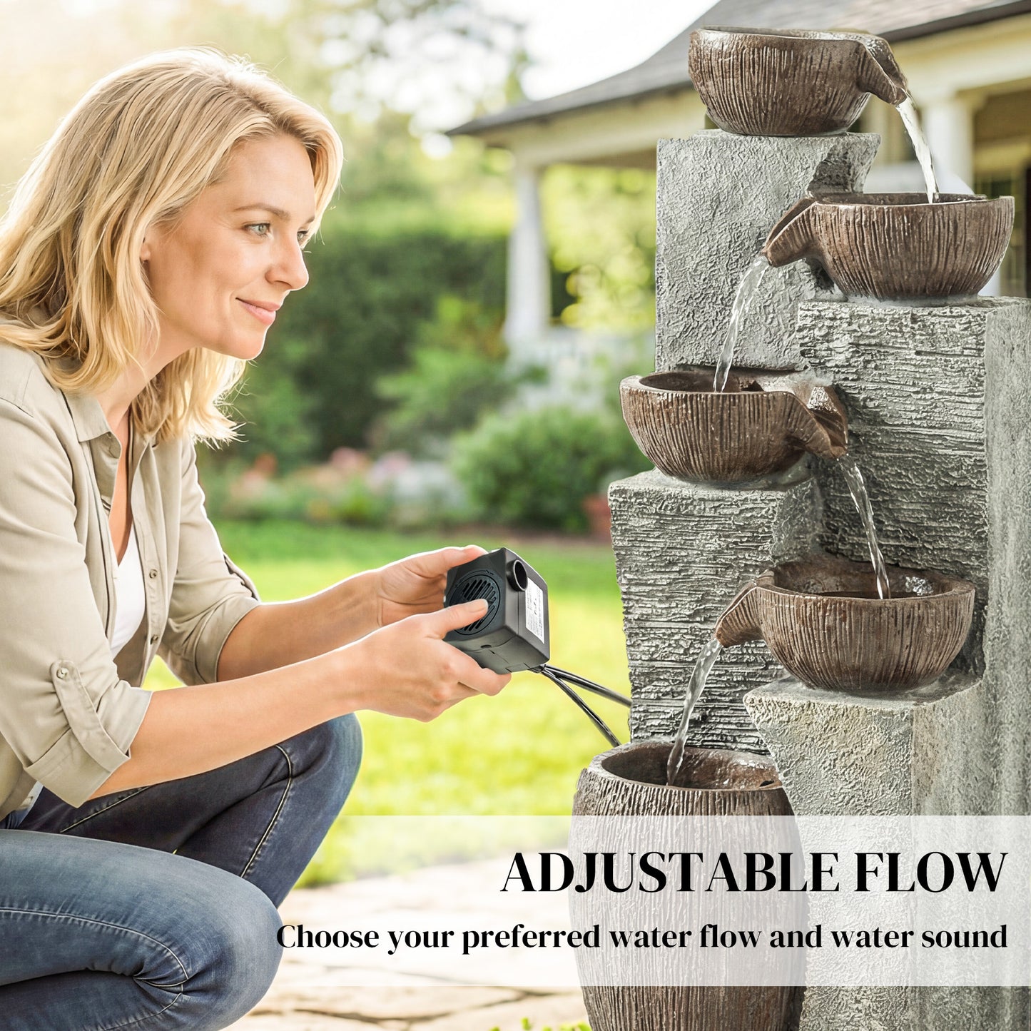 Outdoor Fountain, Resin Freestanding Garden Fountain
