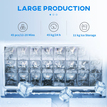 Freestanding Ice Machine with 45kg/24H Capacity, Commercial Ice Maker