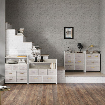 Bedroom Chest of Drawers 5 Drawer Dresser w/ Shelves, Natural