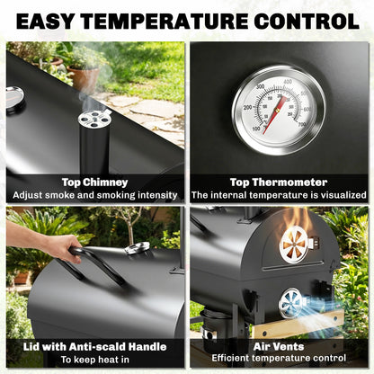 Charcoal Grill, Charcoal BBQ Grill with Foldable Shelves