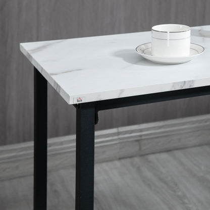 3 Piece Bar Table Set for 2 with Stools Steel Frame Footrest White