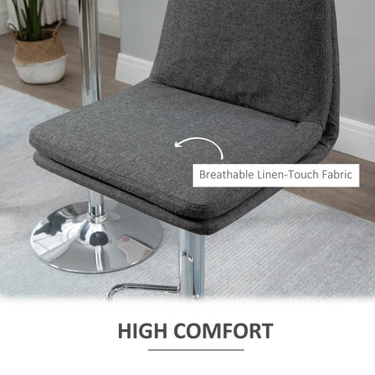 Morden Adjustable Swivel Bar Stools Set of 2, with Backrest, Grey