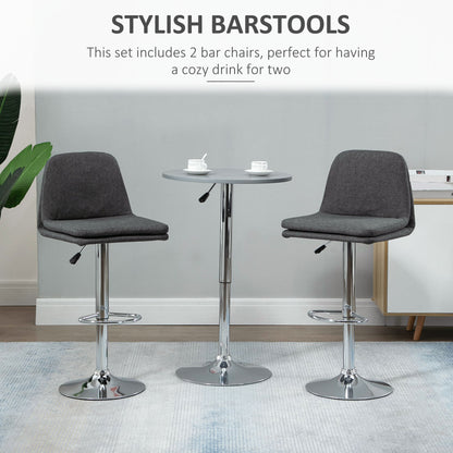 Morden Adjustable Swivel Bar Stools Set of 2, with Backrest, Grey