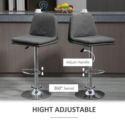 Morden Adjustable Swivel Bar Stools Set of 2, with Backrest, Grey