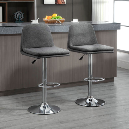 Morden Adjustable Swivel Bar Stools Set of 2, with Backrest, Grey