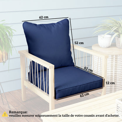 Garden Chair Cushion with Seat & Back Pad, CUSHION ONLY, Dark Blue