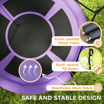 Nest Swing Seat, 100 cm Saucer Tree Swing Set for Kids, Purple