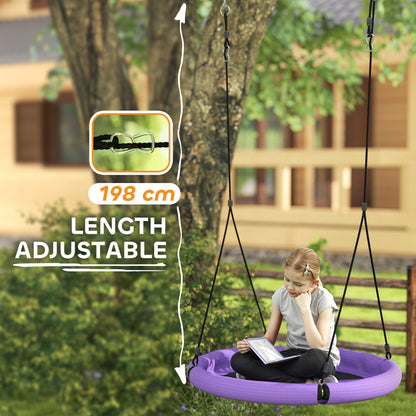 Nest Swing Seat, 100 cm Saucer Tree Swing Set for Kids, Purple