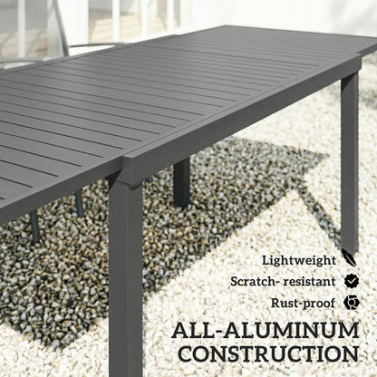 Extending Garden Table for 6-8, Outdoor Dining Table, Dark Grey