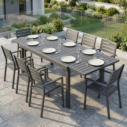 Extending Garden Table for 6-8, Outdoor Dining Table, Dark Grey