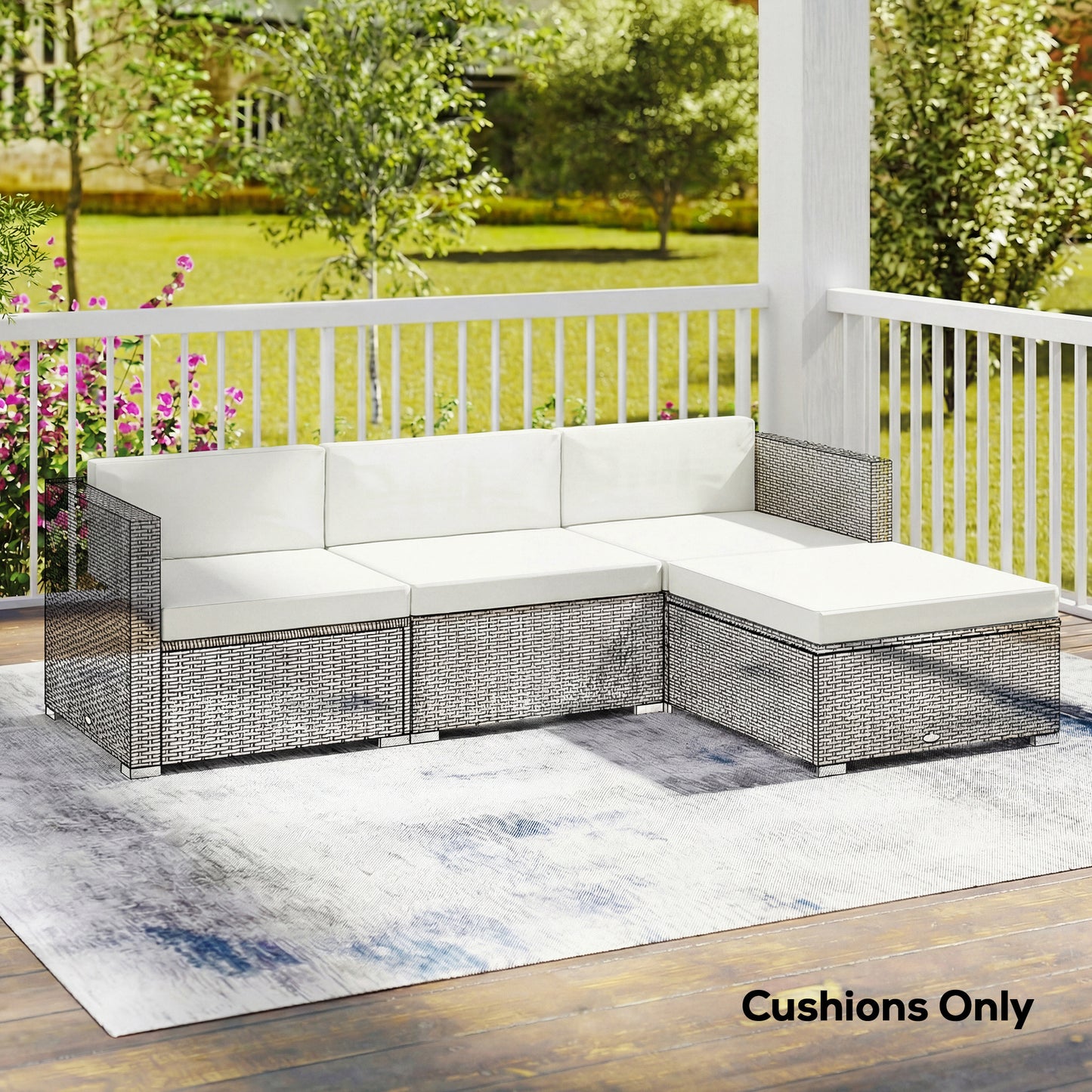 7-Piece Patio Furniture Cushions Water-Repellent 60x60cm, Cream