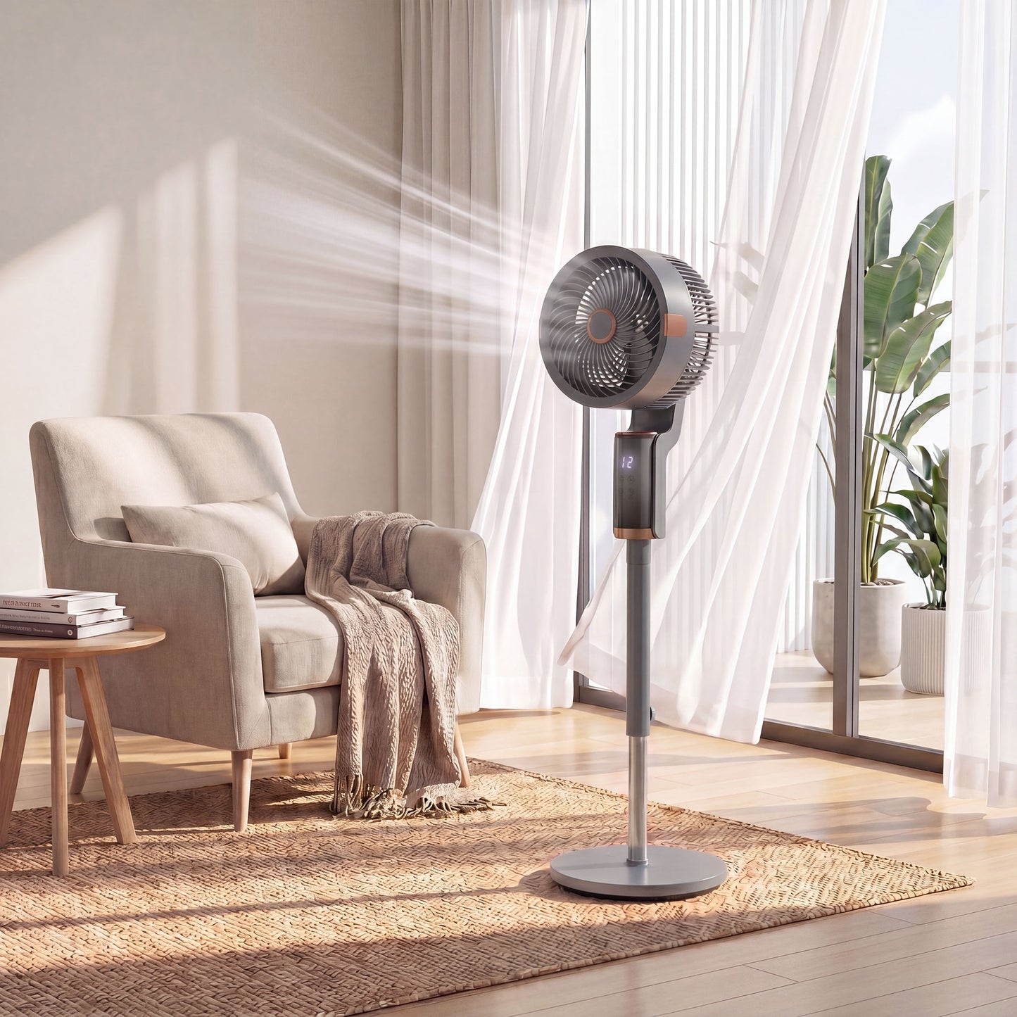 20 dB Silent Standing Fan for Bedroom, 44" Pedestal Fan with 55° Oscillating, 90° Vertical Tilt, 8 Speeds, LED Light, Remote Control, 12H Timer, Adjustable Height, Grey