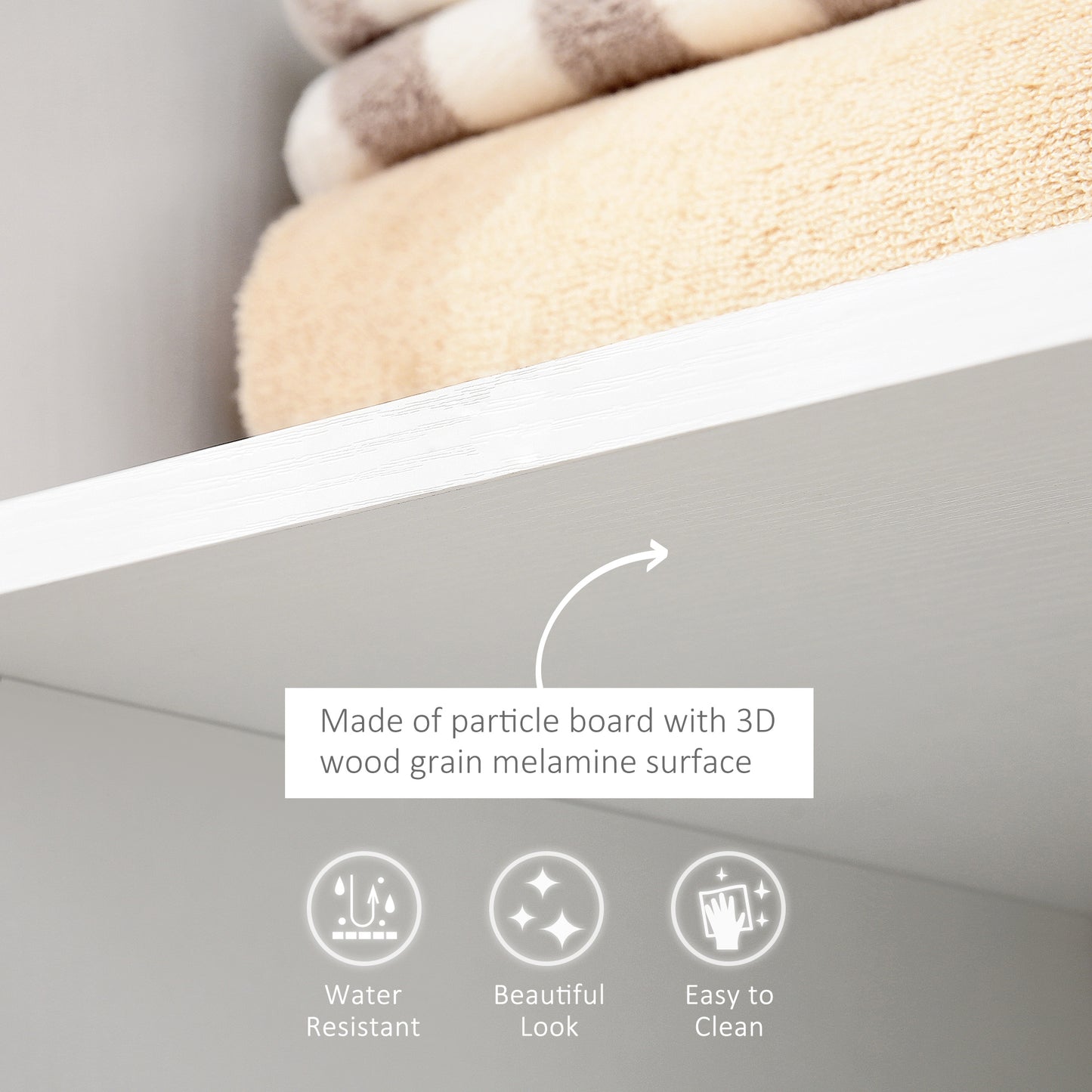 Rolling Open Wardrobe Hanging Rail Storage Shelves for Clothes, White