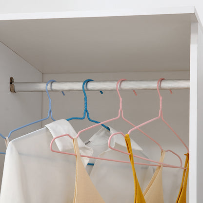 Rolling Open Wardrobe Hanging Rail Storage Shelves for Clothes, White