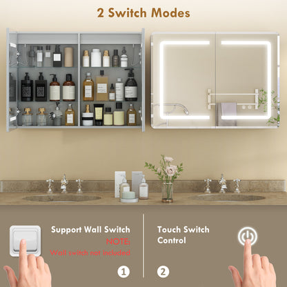 60 x 80 cm LED Bathroom Mirror Cabinet with Double-Sided Mirrors