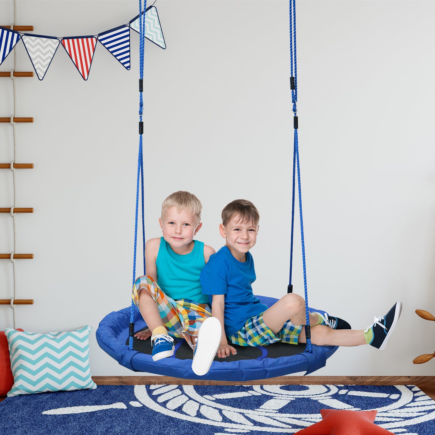 Round Swing Kids Game Spin Rope Playground Steel φ100cm Playroom