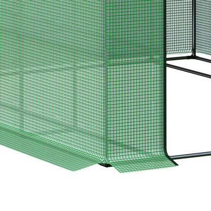 Walk-in Greenhouse with 4 Tier 24 Shelves, Portable Grow House with Roll-up Door, 244 x 180 x 210cm, Green