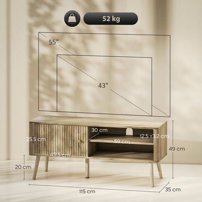 TV Stand Cabinet with Storage for TVs up to 55 Inches, Oak