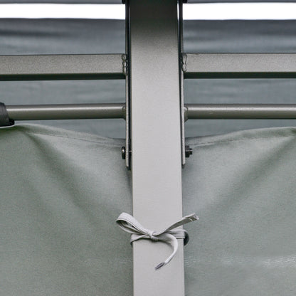 Outsunny 4m x 3(m) Steel Gazebo Canopy Party Tent Garden Pavillion Patio Shelter Pavilion with Curtains Sidewalls Grey