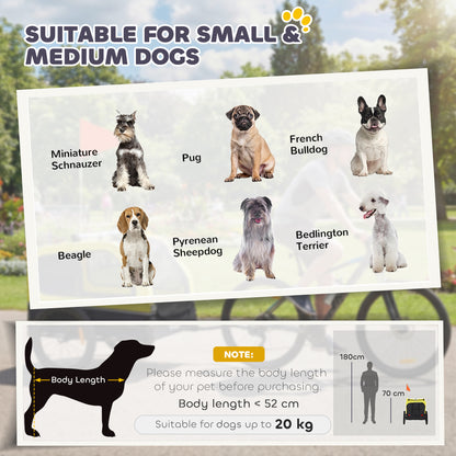 Dog Bike Trailer Support Up to 20 kg, Dog Bicycle Carrier, Easy Store Cart with Quick Release Frame, Flip-Down Ramp Tailgate, Universal Bicycle Coupler, Reflectors, Flag, Yellow